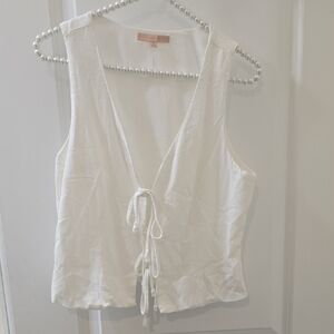 Women's White Tie-Front Sleeveless Tank Top